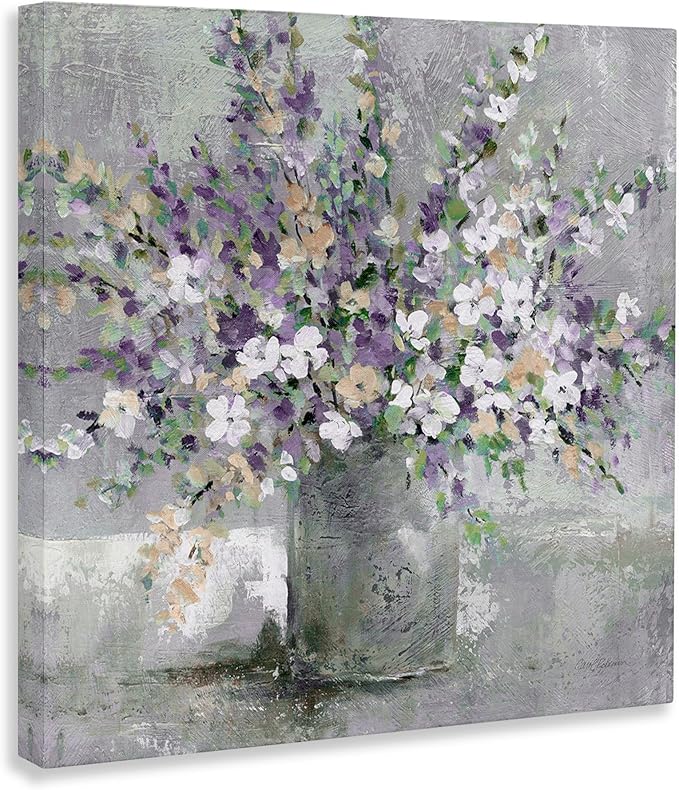 Stupell Industries Blossoming Aster Flower Bouquet Soft Purple Bouquet Painting Canvas Wall Art, Design by Carol Robinson, 17 x 17