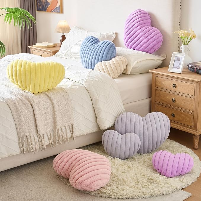 Heart Pillow, Heart Shaped Pillow with Soft Plush for Couch Bed, Decorative Throw Pillows for Bedroom Livingroom, Cozy Heart Pillows Home Decor Pillow Cushion (Grey Blue, Large 19.6" x 15.7")