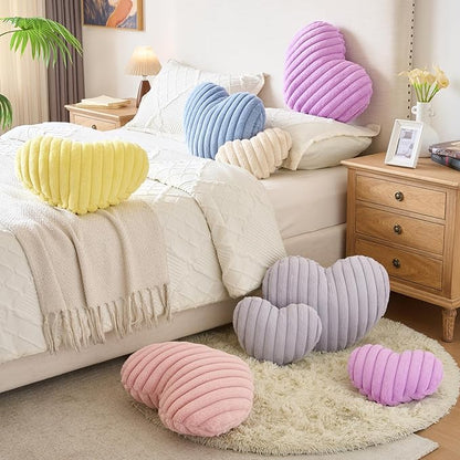 Heart Pillow, Heart Shaped Pillow with Soft Plush for Couch Bed, Decorative Throw Pillows for Bedroom Livingroom, Cozy Heart Pillows Home Decor Pillow Cushion (Beige, Large 19.6" x 15.7")