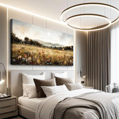 KELIYUAN Large Wall Canvas Picture Aesthetics Vintage Lawn Painting With Printed Wall Art For Restaurant Classical Landscape Wall Decor For Office Living Room Bedroom Home Decoration 30 X 60 Inches