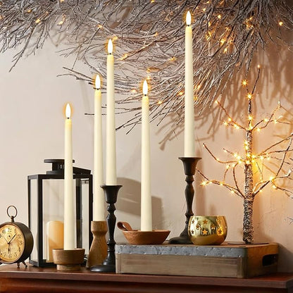 GenSwin 26 Pcs Flameless Taper Candles with 3D Wick, Long LED Taper Candles Battery Operated, Flameless Battery Tall Candlesticks for Home Party Wedding Christmas Decorations(Ivory, D0.78” x H11”)
