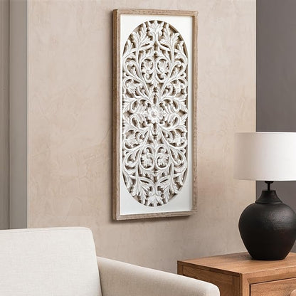 JFY Designs Wall Medallion - Wooden Wall Decor, Hand Carved & Embossed Decorative Wall Sculpture, Boho Farmhouse Wall Art, Perfect for Home, Office or any Living Space