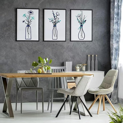 Nonforgetta Metal Flower Wall Art Set of 3 – Minimalist Farmhouse Vase Wall Decor, 3D Metal Sculpture for Living Room, Bathroom, Bedroom & Dining Room – Housewarming Gift