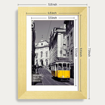 eletecpro 5x7 Picture Frames Set of 10, Gold Picture Frame Collage Wall Decor Displays 4x6 Photo With Mat or 5x7 without Mat, Home Decor Gallery Frame for Table Top or Wall Mounting, Gold