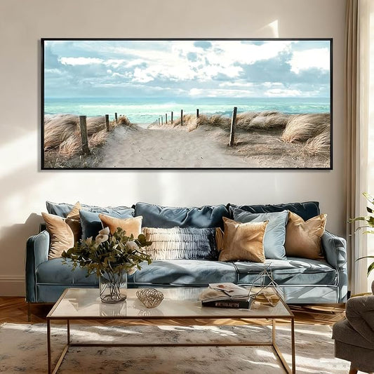 Ocean Wall Art Landscape Wall Decor Modern Canvas Prints 32"x70" Large Artwork for Living Room Framed Picture for Kitchen