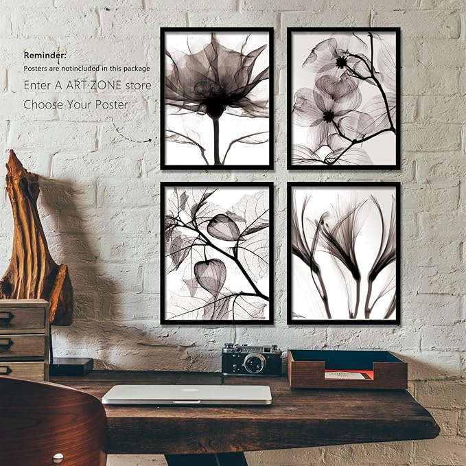 A ART·ZONE Black Picture Frames - 11x14-4 Pack Photo & Poster Frame Set for Wall Decor & Tabletop Display Minimalist Black Frame Collection
