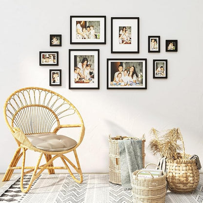 Egofine Picture Frame Set 10 Pack, Picture Frames Collage Wall Decor with Two 12x16,Two 11x14,Two 5x7,Two 4x6,Two 4x4 for Wall and Tabletop, Made of Solid Wood, Covered by Plexiglass, Black