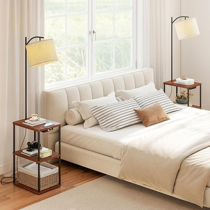 Floor Lamp with Charging Station, 3-Color Temperature LED Bulb (3000K Warm 4500K Natural 6000K Cool), Standing Light with USB & Type-C Ports, for Living Room Bedroom Office Dorm