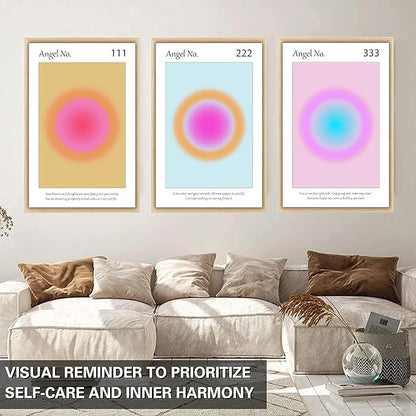 Aura Angel Numbers Poster Sets of 9 for Home Room Decor Aesthetic - Minimalist Wall Art, Positive Inspirational Quotes Poster Prints, and Aesthetic Posters for Bedroom - 11x17 in. Laminated, No Frame