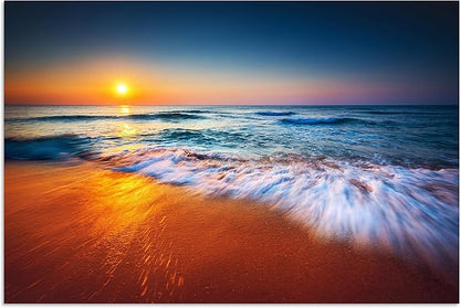 TutuBeer 1 Panel Ocean Pictures Beach Pictures Beautiful Sunrise over the Sea Picture Print on Canvas Wall Decor Beach Picture Ocean Wall Art Stretched and Framed 24x36 inch