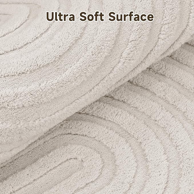 Pauwer 3x6 Washable Area Rugs for Living Room Modern Beige Solid Color Soft Fluffy Rugs for Bedroom Non Slip Boho Accent Indoor Mat Floor Carpet Cover for Kids Dining Room Kitchen Office