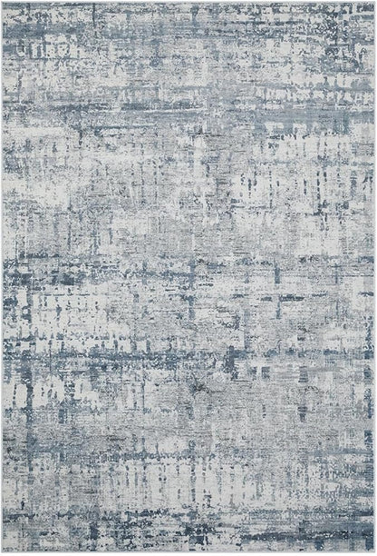 Rugxara 4x6 Rug for Living Room Bedroom, Grey Washable Throw Rugs, Abstract Area Rugs, Non Slip & Low Pile Accent Carpet for Indoor Dining Room, Kids Room and Office(Blue Grey)