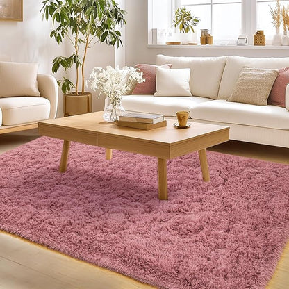 Rug for Living Room Bedroom, 5x7 Area Rugs for Living Room, Ultra Soft Modern Shaggy Carpets Fuzzy Rug for Boys Girls Dorm Nursery Home Decor Aesthetic, Upgrade Non-Slip Durable, Pink