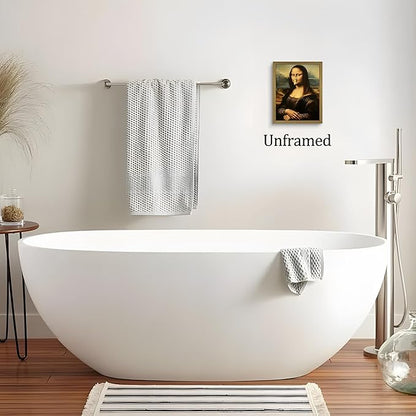 XYHYRA Funny Mona Lisa Bathroom Wall Art, Mona Lisa with Clothespin Nose Painting Print, Vintage Humorous Restroom Wall Decor Canvas Poster for Toilet Bathroom Home Decor 8x10 Inch Unframed