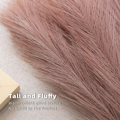 Pampas Grass Decor, Fluffy Faux Pampas Grass 6 Stem 18"/45cm Pompous Grass Small Flower Arrangement and Vase Filler for Boho Home Wedding Decoration (Dusty Pink)