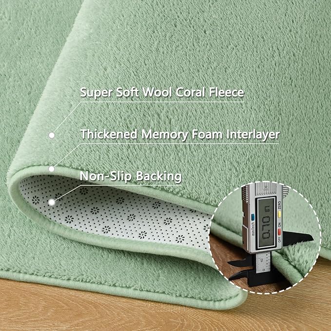 Rugs for Living Room Bedroom, 6x9 ft Sage Green Area Rug, Washable Memory Foam Indoor Carpet, Modern Aesthetic Minimalist Non-Slip Carpets for Boys Girls Adults Home Decor