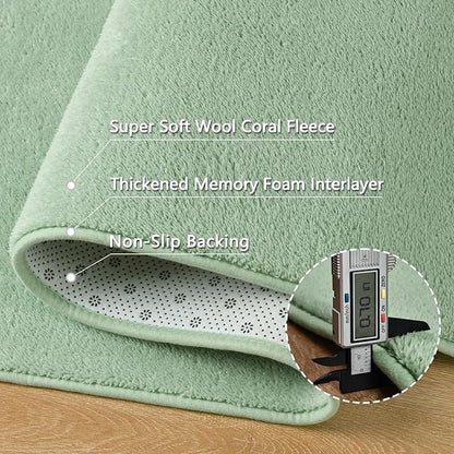 Rugs for Bedroom Living Room, 5x7 ft Sage Green Area Rug, Washable Memory Foam Indoor Carpet, Modern Aesthetic Minimalist Non-Slip Carpets for Boys Girls Adults Home Decor