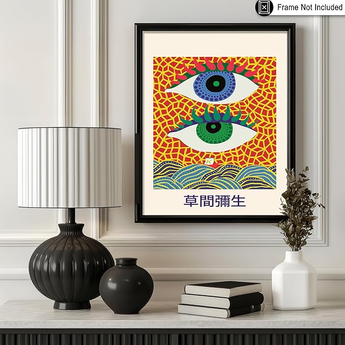 Poster Master Vintage Poster - Retro Eyes Print - Infinity Dots Trendy & Japanese Art - Gift for Men & Women - Pop Art Decor for Bedroom or Living Room - 16x20 UNFRAMED Wall Art