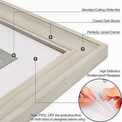 Yaetm 20x24 Picture Frame Matted to 16x20 Set of 2, 1.4" Wide Molding & Rustic White Frames for Wall Gallery, Horizontal and Vertical Wall Mount (2 pack, White)