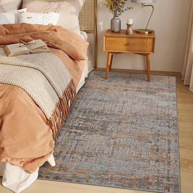 Rugxara 3x5 Washable Entryway Rug, Non Slip Boho Runner Rugs for Hallway, Entrance, Kitchen, Bathroom, Laundry Room, Soft Entryway Carpet, Throw Low Pile Retro Imitation Wool Carpet, Taupe