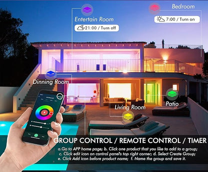 [6 Pack] CLOUDY BAY 4inch Smart WiFi LED Recessed Lights,RGB Color Changing Recessed Lighting,Compatible with Alexa and Google Home Assistant,10W 2700K-6500K,CRI90+ Wet Location,Oil Rubbed Bronze