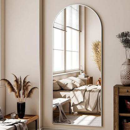 XRAMFY 56"x21" Floor Full Length Mirror Standing Full Body Rounded Corner Rectangle Mirrors with Stand Hanging Wall Mounted Leaning Bedroom Living Room Bedroom Cloakroom