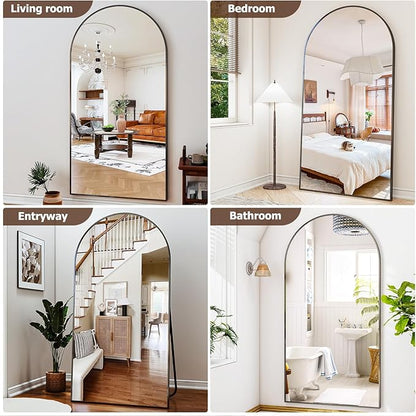 Easly 41"x81" Extra Large Arched Full Length Mirror - Leaning Mirror Arch Wall-Mounted Mirrors - Aluminum Alloy Frame Modern Simple Home Decor - for Living Room Bedroom Cloakroom