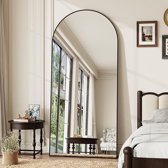 Large Black Full Length Mirror, 71''x32 Arched Floor Mirror for Bedroom, Oversized Full Body Mirror with Stand, Tempered Glass Safety Wall Mirrors for Living Room, Bathroom, Entryway