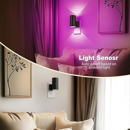 JandCase Color Night Light, LED Night Lights Plug into Wall, Color Changing Nightlight RGB with Light Sensor,Kids Gifts, Halloween, Christmas, Holiday, Hallway Bedroom Kids Room, 2 Pack