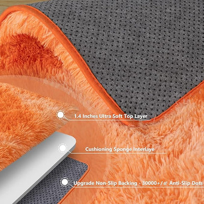 4x5.9 Ft Tie-Dyed Orange Area Rugs for Bedroom, Fluffy Shag Rug for Living Room Girls Room Dorm Soft and Comfy Upgrade Non Slip