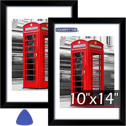 10x14 Picture Frame, 2 Pack Black Photo Frame with HD Plexiglass, Fits Pictures 8.5x11 with Mat or 10 x14 Without Mat, Wall Hanging Photo Frames Poster Frames for Collage Wall Decor