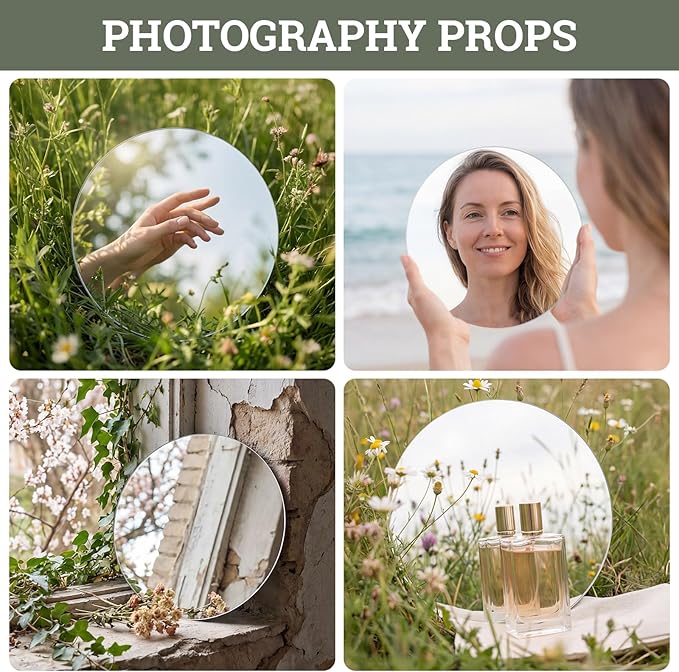 SUREAM Round Mirrors for Centerpieces, 24 Packs 2mm Mirrors for Crafts, Idear for Candles, Wedding, Centerpiece, Baby Shower, Christmas, Party Decor(Round, 8inch)