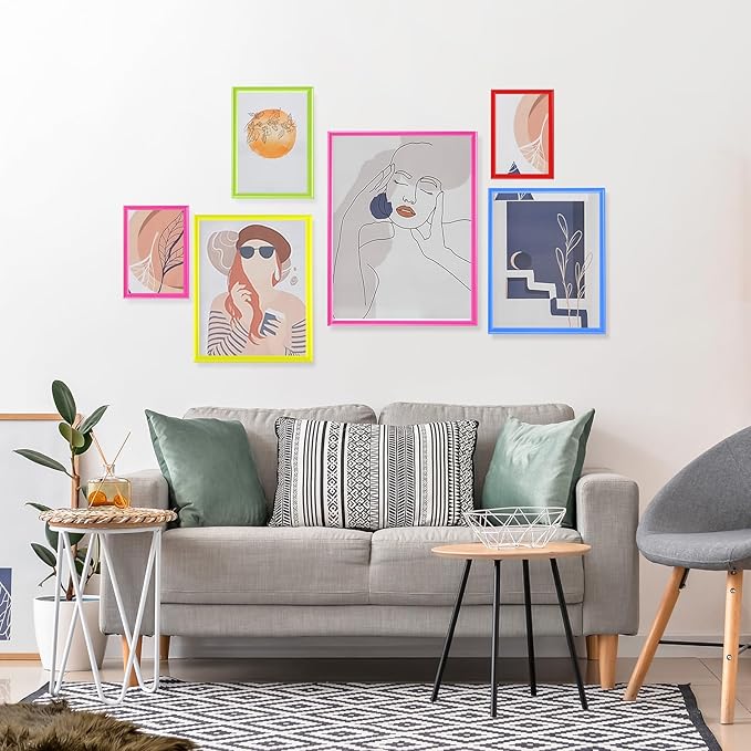 Suzile 8 Pcs Picture Frames, Solid Photo Frame Gallery Wall Frame Set Colored Solid Picture Collage Frames Multiple Picture Frame Art Frames for Photo Tabletop Display or Wall, 4 Sizes (Multicolor)