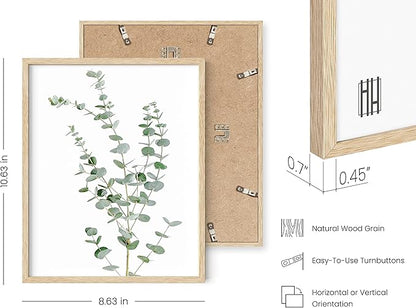 HAUS AND HUES Botanical Plant Wall Art Prints - Set of 4, Plant Wall Decor, Floral Kitchen, Flower Leaves Wall Art, Boho Eucalyptus Decor, Green Botanical Poster (8x10, Beige Frame)
