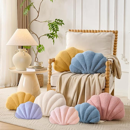 XIAIJIA Seashell Throw Pillows Shell Shaped Pillow Light Pink Sea Shell Pillows for Bed Seashell Decorative Pillow Soft Plush Pillow Sea Couch Decoration(18 X 13 inch)