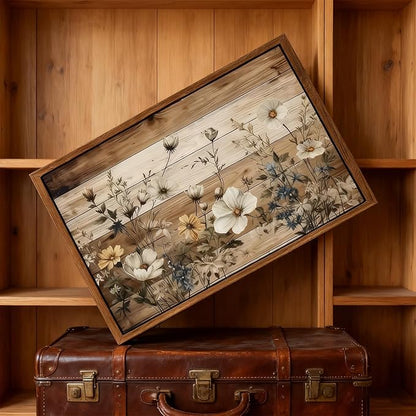 Framed Vintage Floral Wall Art Rustic Flowers Wall Decor Farmhouse Canvas Poster Picture for Home Wall Decor, Living Room and Bedroom Decor 24x36in