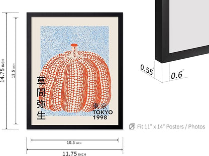 Poster Master Vintage Poster - Pumpkin Forever Print - Tokyo Art - Infinity Dots Art - Chic Gift for Men, Women - Perfect Decor for Living Room, Bedroom, Office, 11x14 Black Framed