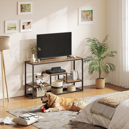 YOUDENOVA TV Stand for TVs up to 65 Inch, TV Console Table with 3-Tier Open Storage Shelves, Modern Industrial Entertainment Center for Living Room, Bedroom, Rustic Brown