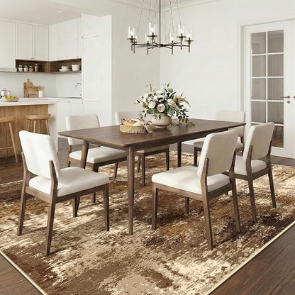 RELEANY Washable Area Rugs 6'x9' Non-Slip Modern Abstract Soft for Living Room Entryway Bedroom Nursery, Print Pattern, Brown Tan Beige Coffee