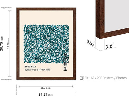 Poster Master Vintage Poster - Retro Pop Art Print - Gift for Artist, Friend - Infinity Dots, Japanese, Polka, Modern, Abstract - Wall Decor for Home, Office, 16x20 Brown Framed