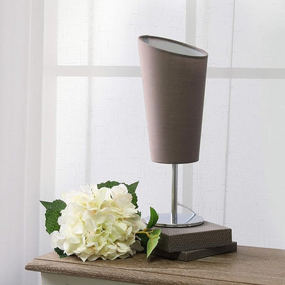 Simple Designs LT2061-GRY Mini Chrome Angled Fabric Shade Table Lamp, Gray