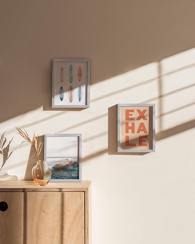 HAUS AND HUES 6x8 Silver Metal Picture Frames - Photo Frames 6x8 - Features Premium Aluminum, Vertical Hanging, Easel Back for Tabletop, Home, Office (6x8 in, Silver, Set of 3)
