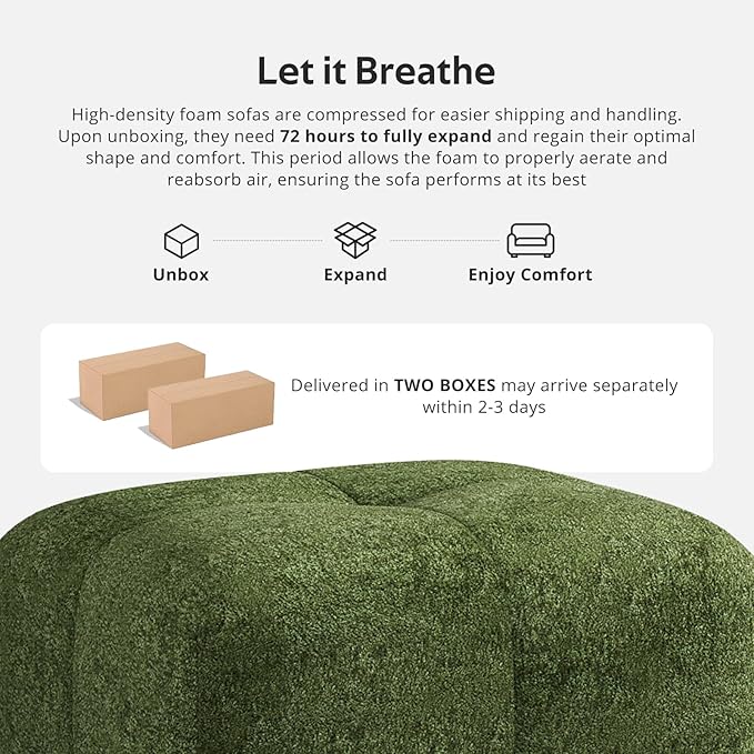 Modern L-Shaped Modular Sectional Sofa for Living Room，Oversized 3-Seater Couch with Deep Seat and Movable Ottoman – No Assembly,Comfortable Suede Fabric Boneless Sofa (Dark Green)