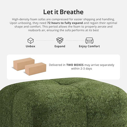 Modern L-Shaped Modular Sectional Sofa for Living Room，Oversized 3-Seater Couch with Deep Seat and Movable Ottoman – No Assembly,Comfortable Suede Fabric Boneless Sofa (Dark Green)