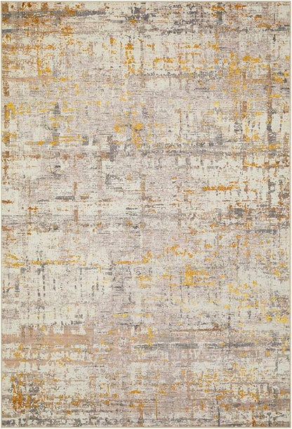 Rugxara 3x5 Washable Entryway Rug, Non Slip Boho Runner Rugs for Hallway, Entrance, Kitchen, Bathroom, Laundry Room, Soft Entryway Carpet, Throw Low Pile Retro Imitation Wool Carpet, Gold Beige