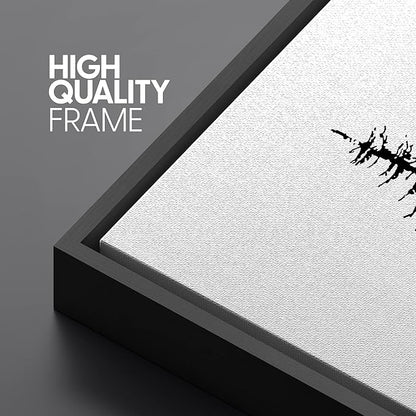 SIGNLEADER Framed Canvas Print Wall Art Three Pine Tree Portraits Nature Flower Drawings Modern Art Zen Scenic Relax/Calm Black and White for Living Room, Bedroom, Office - 16"x24"x3 BLACK