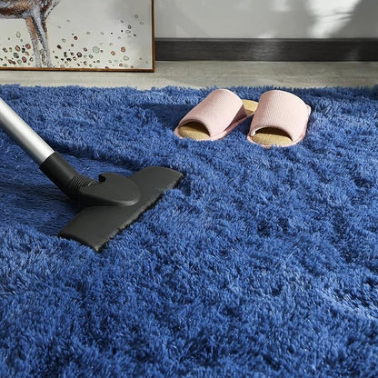 Andecor Soft Fluffy Bedroom Rugs, 6 x 9 Feet Indoor Shaggy Plush Area Rug for Boys Girls Kids Baby College Dorm Living Room Home Decor Floor Carpet, Light Navy