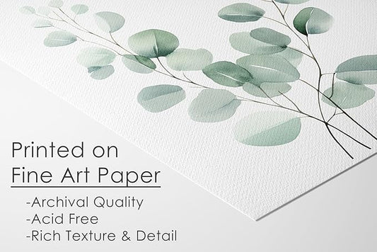 Eucalyptus Leaves Watercolor Art Prints (Set of 4) - 11x14 - (Unframed) | Boho Botanical Wall Decor | Minimalist Floral Artwork for your Home, WFH Office, Kitchen, Dining Room, Bedroom, and Bathroom