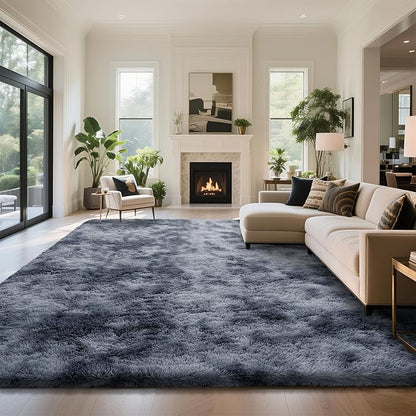 yongyangjuxin Fluffy Rug Shag Area Rug, Mottling Dark Grey 9x12 Area Rugs for Living Room, Large Shag Area Rugs for Bedroom Kids Room Home Decor, Upgrade Anti-Skid Rectangular Fuzzy Rugs
