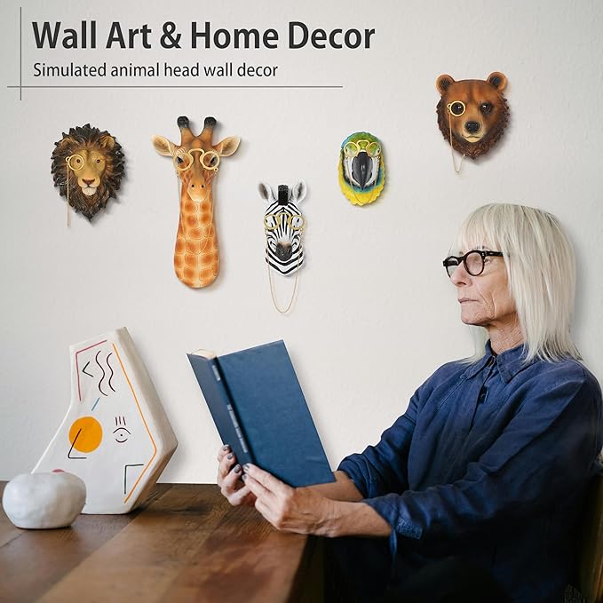 UITWMKTG Simulated Animal Head Wall Decor Colored Animal Sculptures Wall Mount 3D Wall Art Decoration for Home Bedroom Living Room Decor Parrot